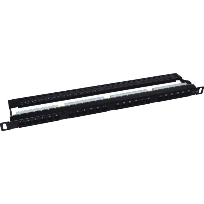 Патч-панель 19" 24xRJ-45 STP cat.5e, 0.5U, with cable organizer Kingda (KD-PP41-STP-C5e-24P-0.5U)