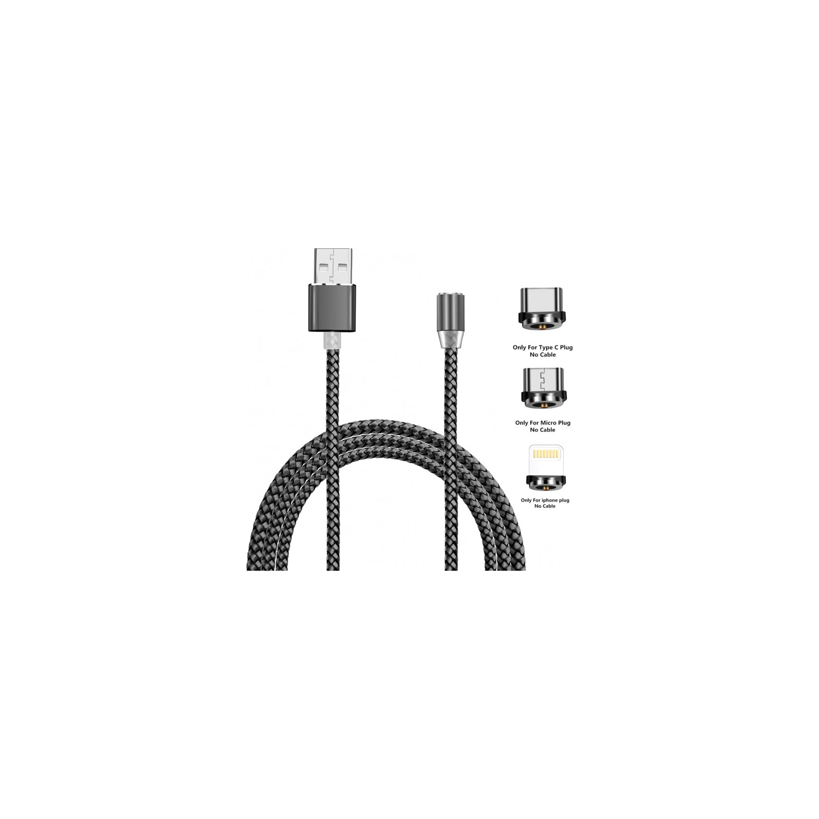Дата кабель USB 2.0 AM to Lightning + Micro 5P + Type-C 1.2m Magneto gre XoKo (SC-350MGNT-GR)