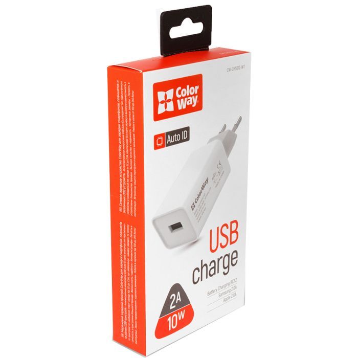 Зарядное устройство ColorWay 1USB AUTO ID 2A (10W) (CW-CHS012-WT) изображение 6