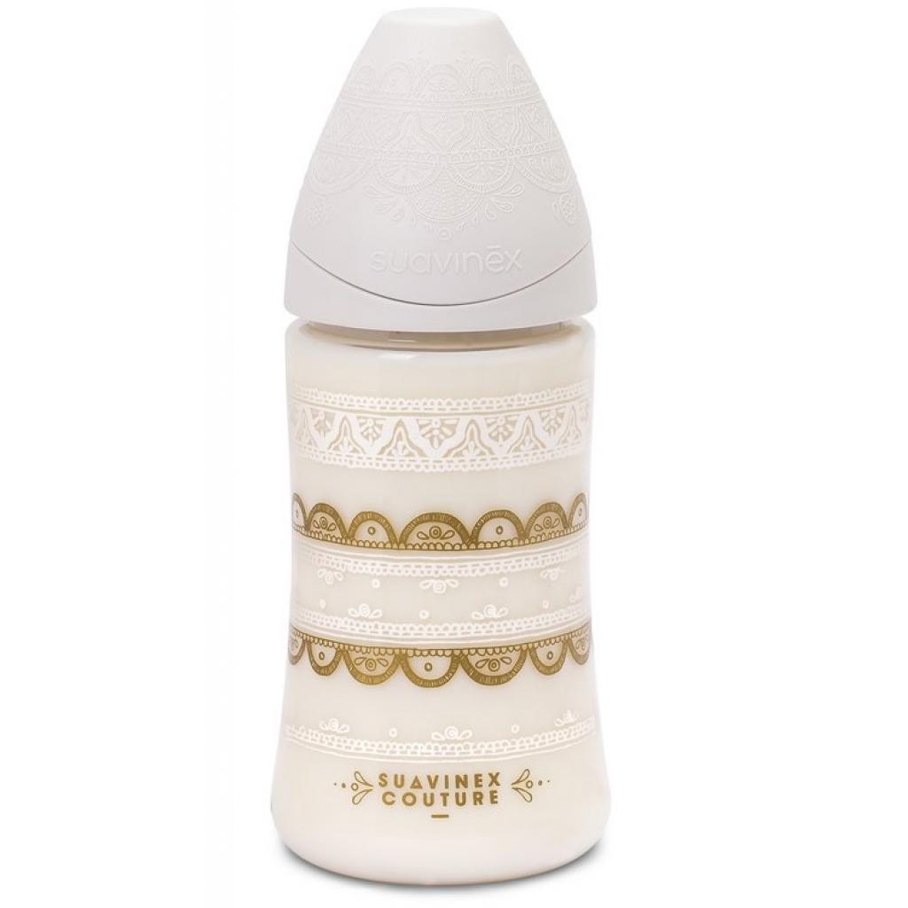 Бутылочка для кормления Suavinex круглая соска 3-позицийна Couture 270 мл серая (304159)