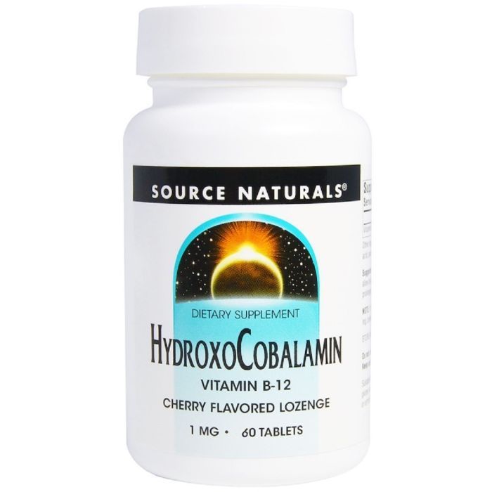 Витамин Source Naturals Витамин B12, 1 мг, Гидроксокобаламин, вкус вишни, Hydroxocob (SN2654)
