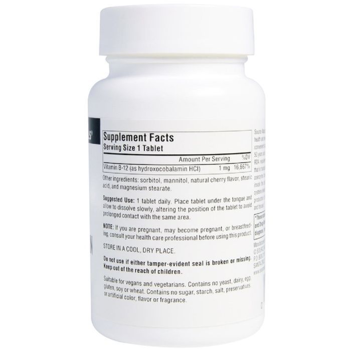 Витамин Source Naturals Витамин B12, 1 мг, Гидроксокобаламин, вкус вишни, Hydroxocob (SN2654) изображение 2