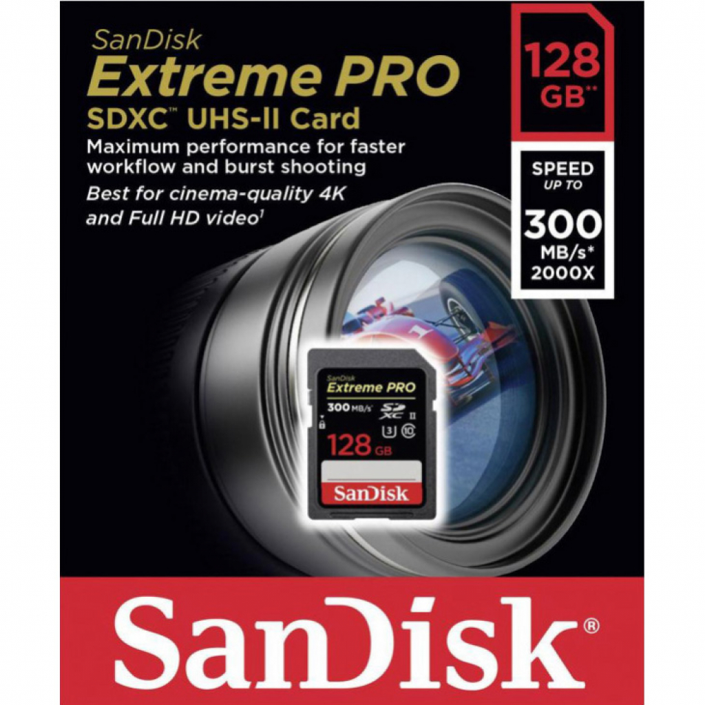 Карта пам'яті SanDisk 128GB SDXC class 10 UHS-II U3 V90 Extreme Pro (SDSDXDK-128G-GN4IN) зображення 2