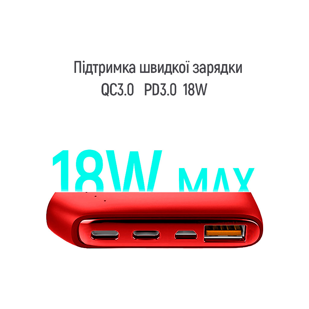 Батарея универсальная ColorWay 10 000 mAh Soft touch (USB QC3.0 + USB-C Power Delivery 18W) (CW-PB100LPE3BL-PD) изображение 4