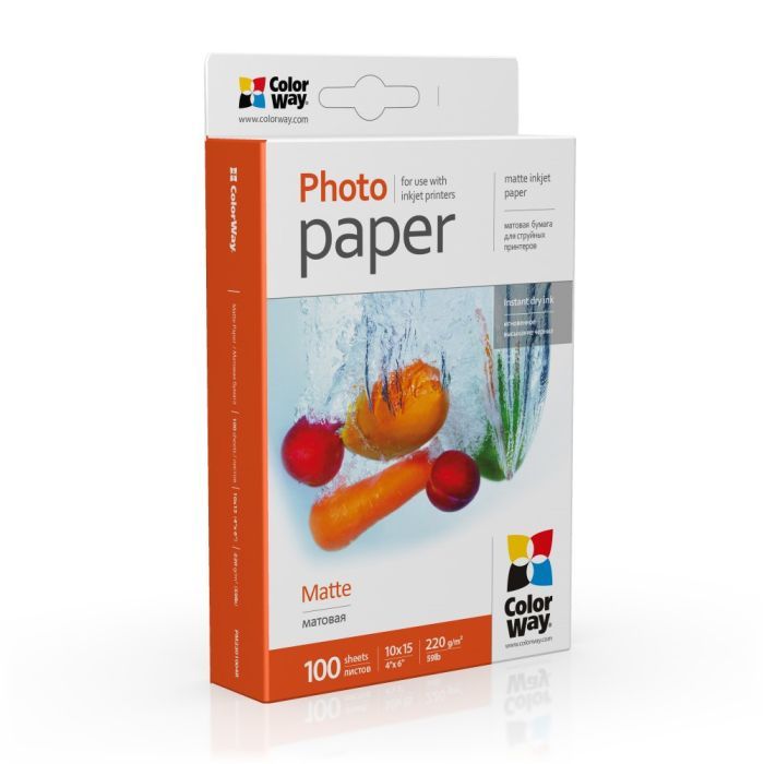 Фотопапір ColorWay 10x15, 220г, matte, 100л (PM2201004R_OEM)