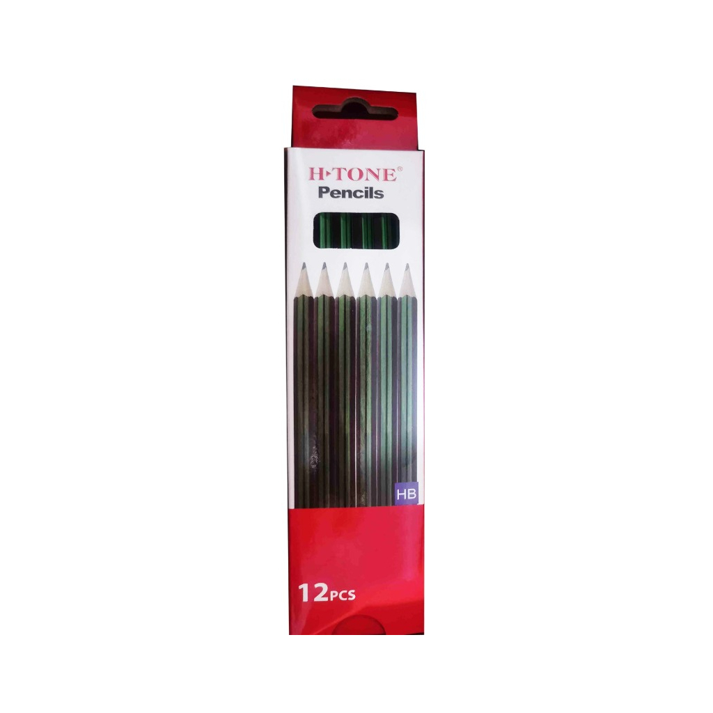 Олівець графітний H-Tone НВ, з гумкою, чорний із зеленим, уп. 12 шт (PENCIL-HT-JJ30128) зображення 2