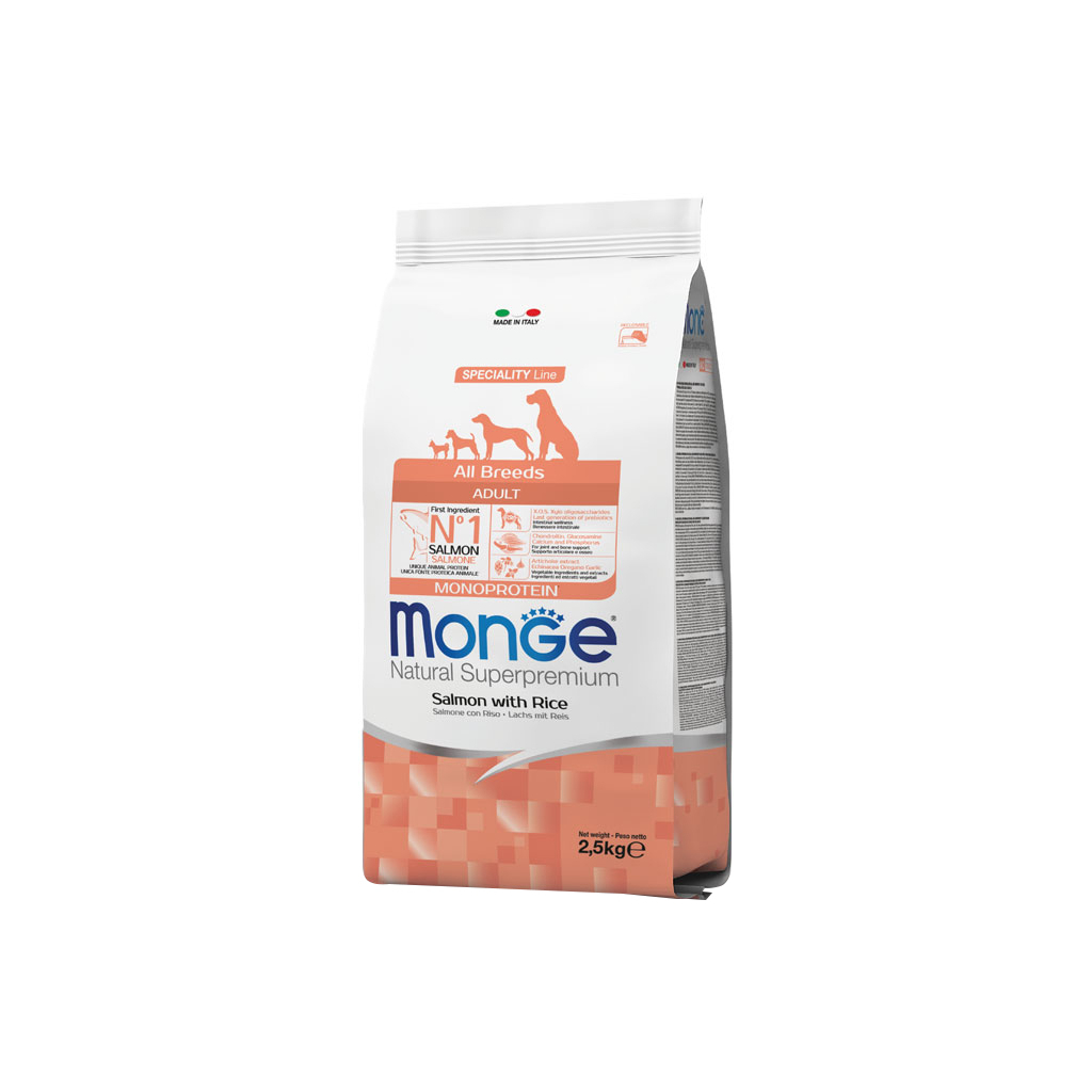 Сухий корм для собак Monge Dog All breeds Adult Light зі смаком риби та рису 2.5 кг (8009470011297)