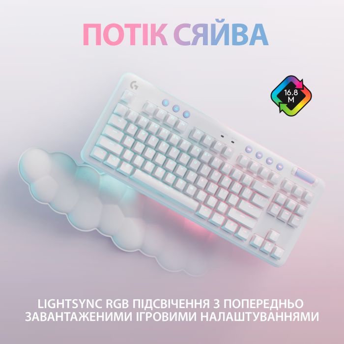 Клавиатура Logitech G715 Aurora Wireless Gaming GX Brown Lightspeed/Bluetooth UA Off-White (920-010465) изображение 4