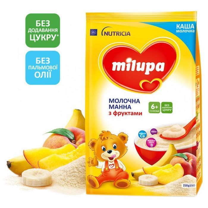 Детская каша Milupa Молочная Манна с фруктами 210 г (5900852930041)