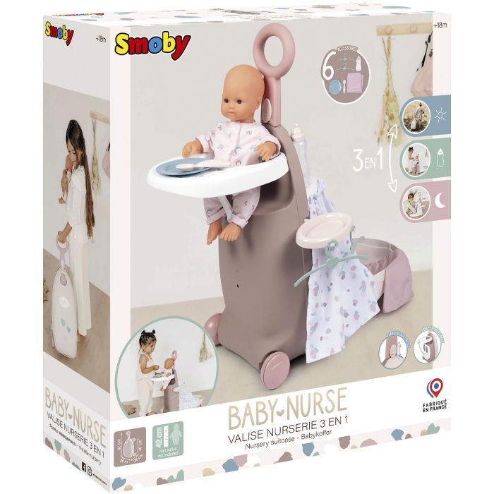 Ігровий набір Smoby Toys Baby Nurse Розкладна валіза 3 в 1 Сіро-рожевий (220374) зображення 2