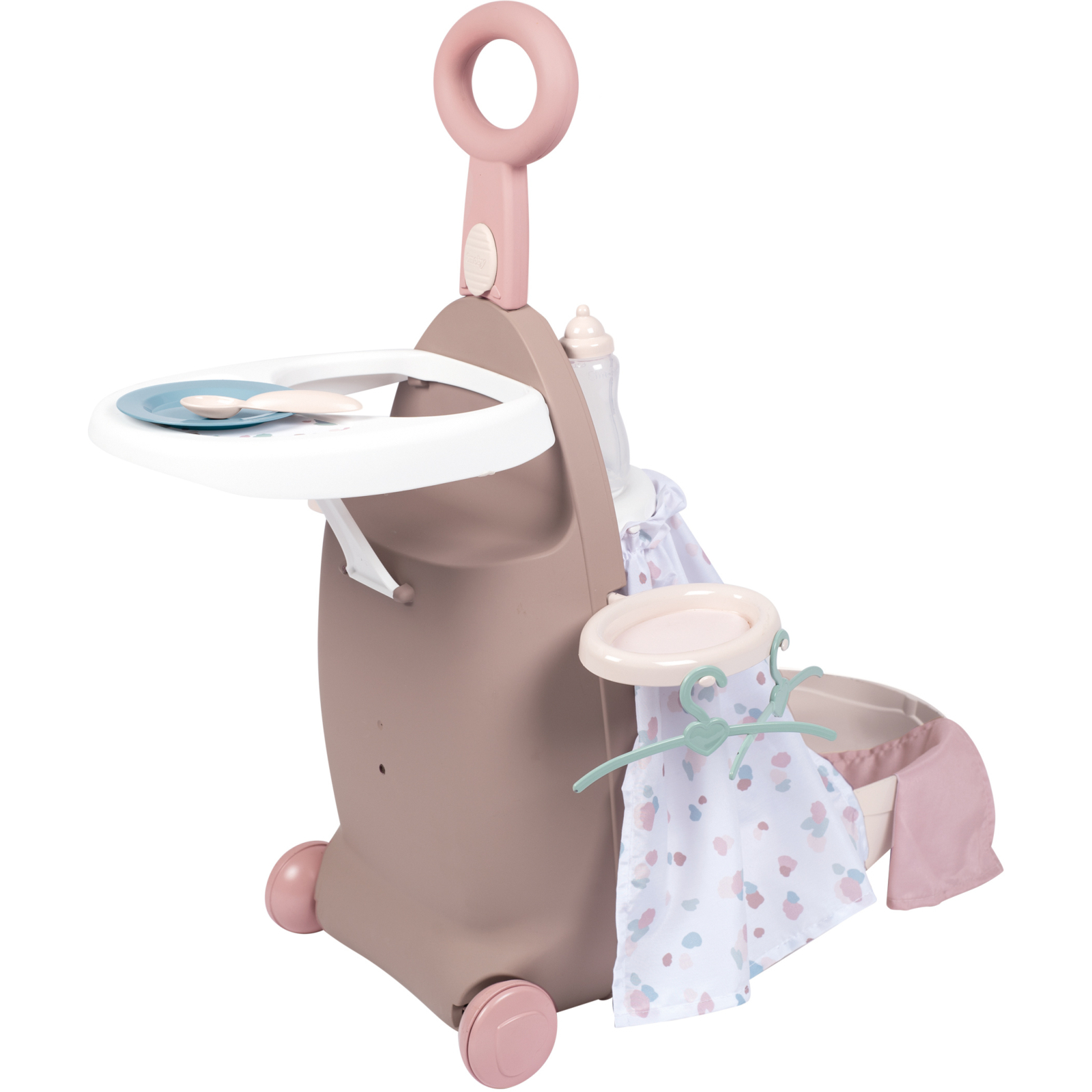Игровой набор Smoby Toys Baby Nurse Раскладной чемодан 3 в 1 Серо-розовый (220374)