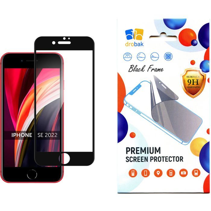 Скло захисне Drobak Apple iPhone SE 2022 (Black) (505047)