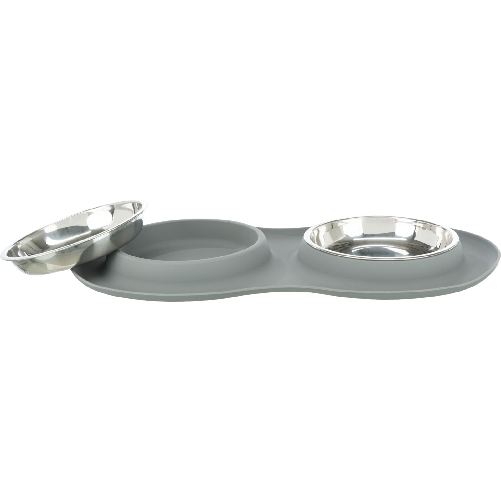 Посуд для котів Trixie Миска подвійна 2х300 мл/16 см (сіра) (4011905249810) зображення 2