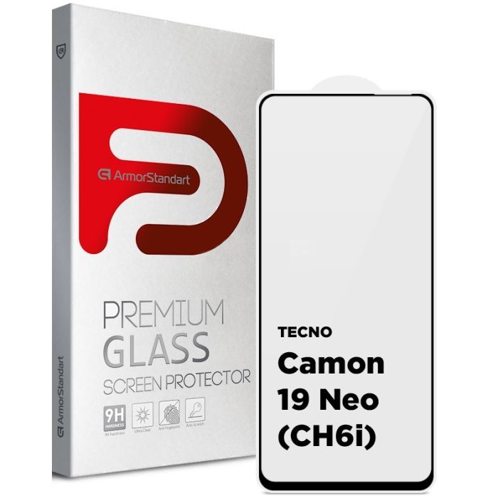 Скло захисне Armorstandart Full Glue TECNO Camon 19 Neo (CH6i) Black (ARM62087)
