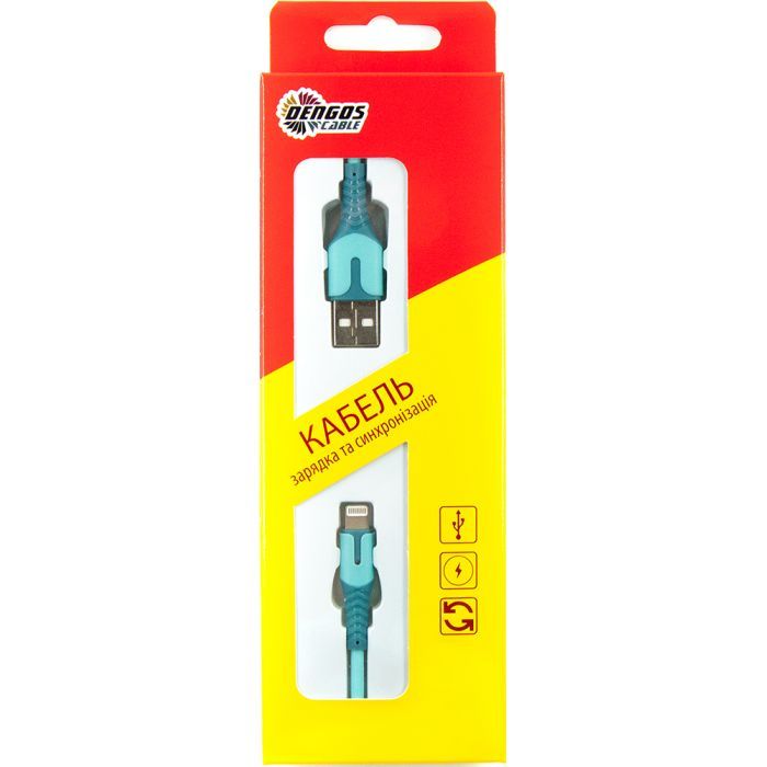 Дата кабель USB 2.0 AM to Lightning 1.0m blue Dengos (PLS-L-IND-SOFT-BLUE) изображение 3