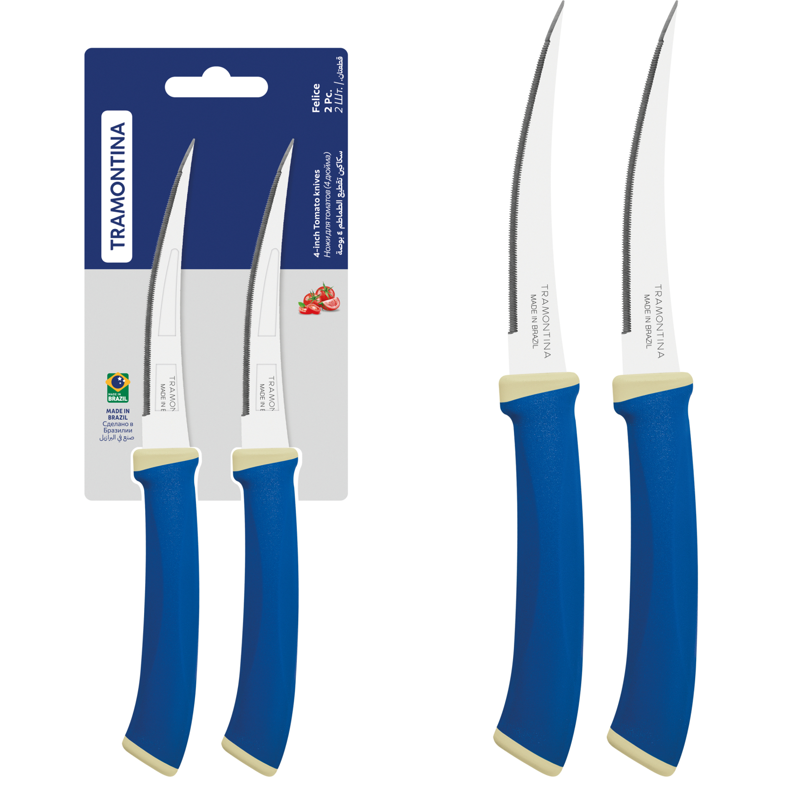Набір ножів Tramontina Felice Blue Tomato 102 мм 2 шт (23495/214) зображення 2