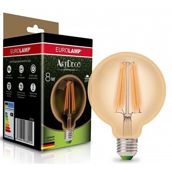 Лампочка Eurolamp G95 8W E27 2700K (LED-G95-08273(Amber))