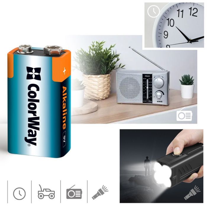 Батарейка ColorWay Крона 6LR61 9V Alkaline Power * 1 (CW-BA6LR61-1BL) изображение 4