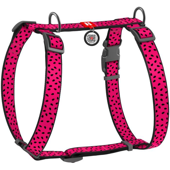 Шлей для собак WAUDOG Nylon с QR паспортом анатомическая H-образная "Арбуза" L (5562)