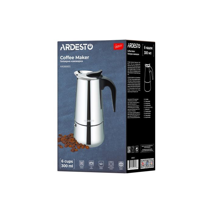 Гейзерная кофеварка Ardesto Gemini Apulia 6 чашок (AR0806SS) изображение 10
