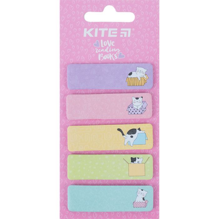 Стікер-закладка Kite паперова з малюнком Cats 100 шт, 5х20 шт (K23-480-1)