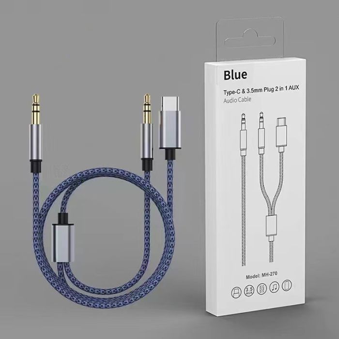 Кабель мультимедийный AUX MH-270 jack - jack 3.5mm-Type-C 1.2m blue XoKo (XK-MH-270) изображение 3