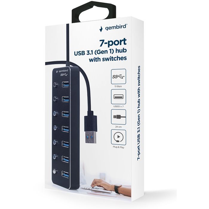 Концентратор Gembird USB 3.0 7 ports (UHB-U3P7P-01) зображення 5