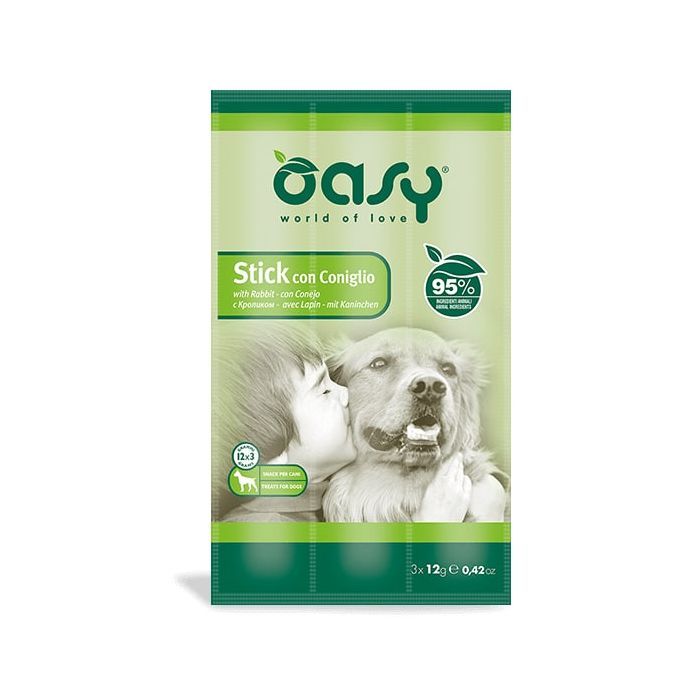 Лакомство для собак OASY Stick мясные палочки с кроликом 36 г (8054329510186)