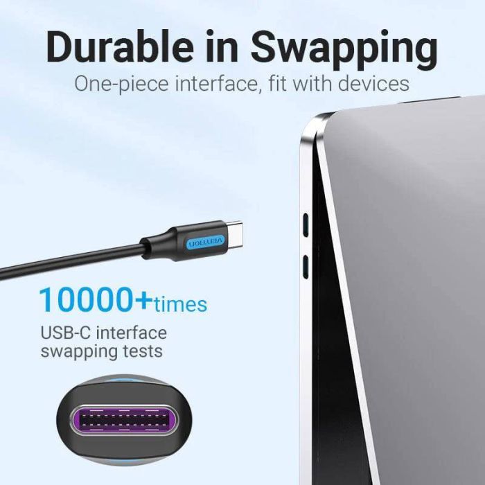 Дата кабель USB-C to USB-C 1.0m 2.0 100W Vention (COTBF) изображение 5