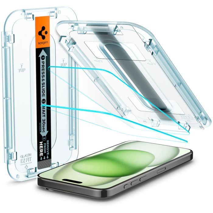 Стекло защитное Spigen Apple iPhone 15 Plus EZ FIT tR (2 Pack) (AGL06883) изображение 2