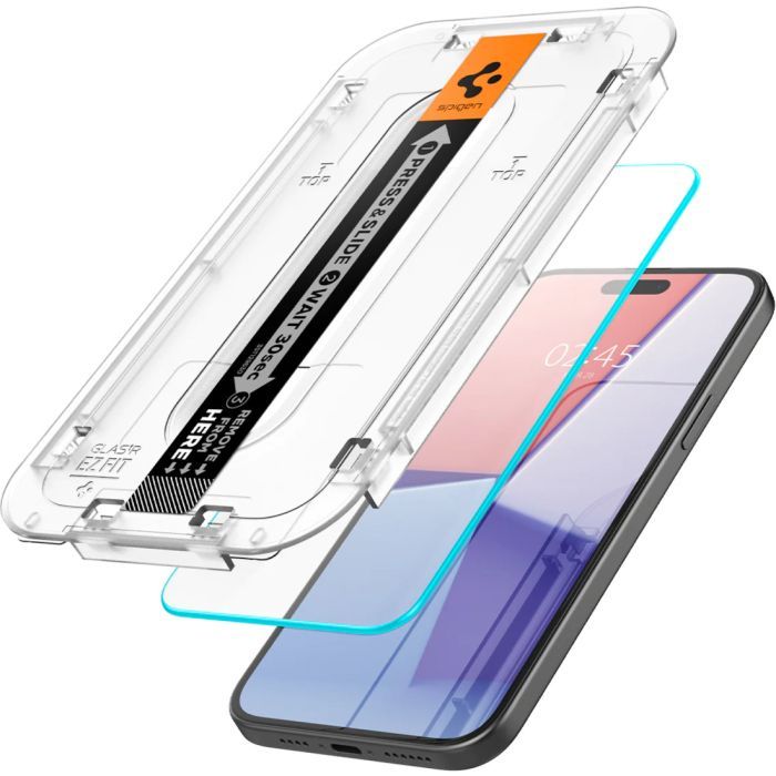 Стекло защитное Spigen Apple iPhone 15 Plus EZ FIT tR (2 Pack) (AGL06883) изображение 4