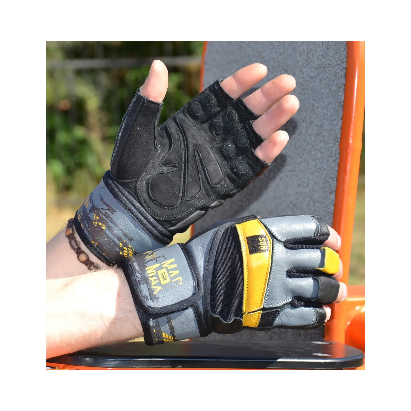 Перчатки для фитнеса MadMax MFG-880 Signature Black/Grey/Yellow XXL (MFG-880_XXL) изображение 4