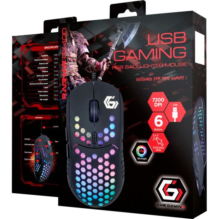Мышка Gembird Ragnar RX400 USB RGB Black (MUSG-RAGNAR-RX400) изображение 4