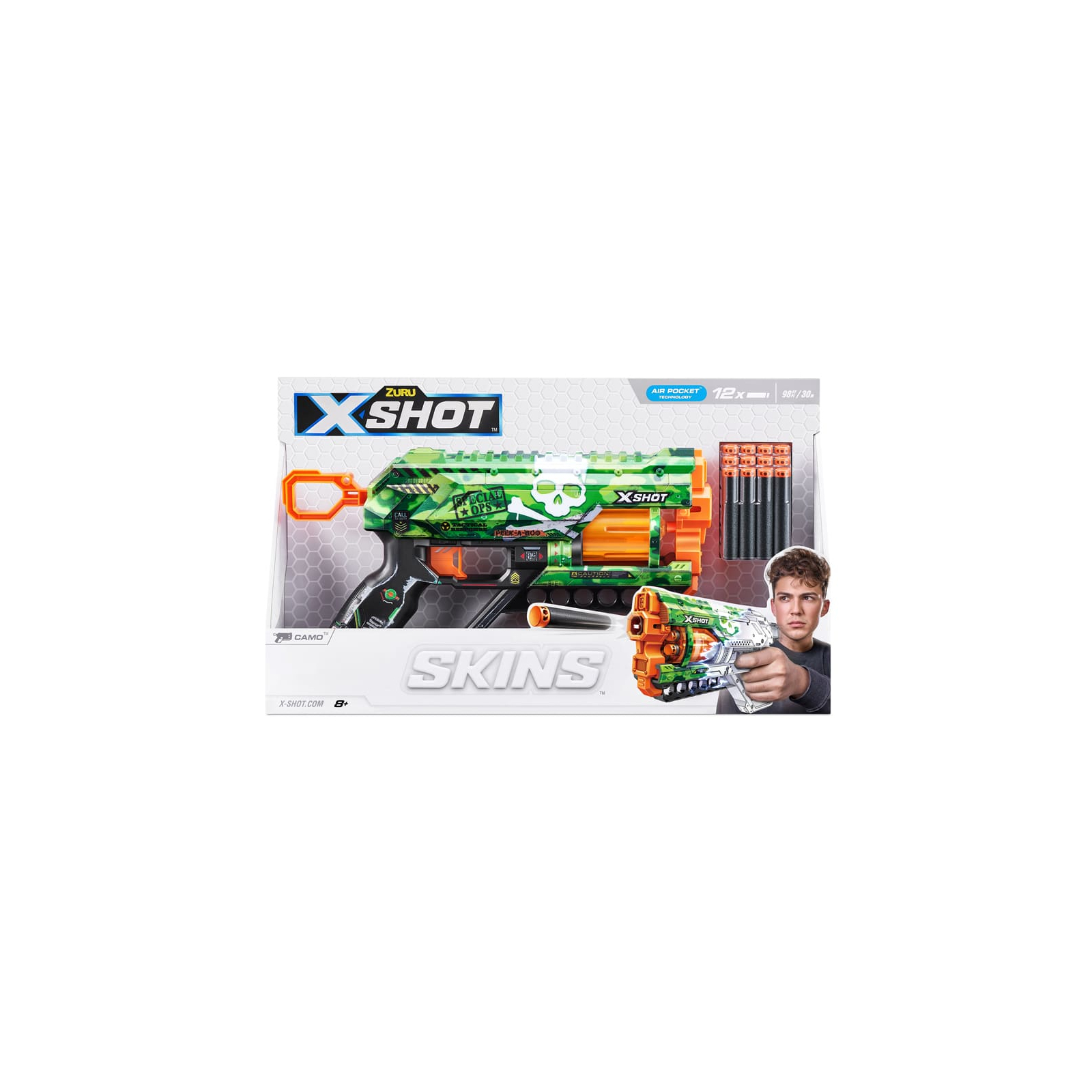 Іграшкова зброя Zuru X-Shot Швидкострільний бластер Skins Griefer Camo (12 патронів) (36561H) зображення 3