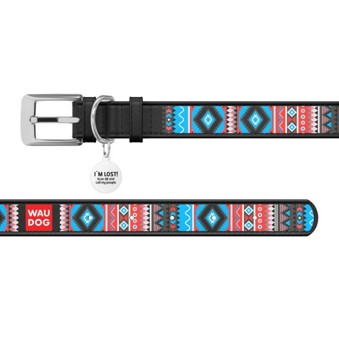 Нашийник для тварин WAUDOG Design з QR паспортом "Етно" XS Ш 12 мм Д 18-24 см чорний (37371) зображення 3