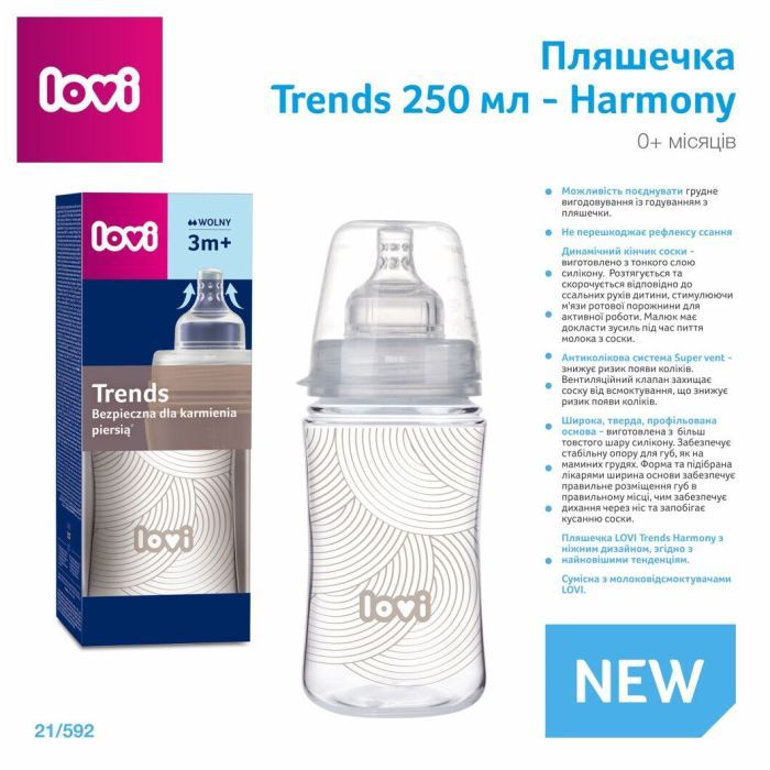Бутылочка для кормления Lovi Trends 250 мл - Harmony (21/592) изображение 2