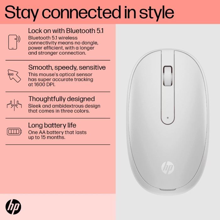 Мышка HP 240 Bluetooth White (793F9AA) изображение 8