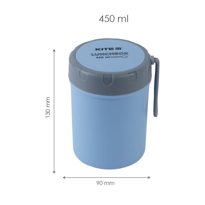 Ланч-бокс детский Kite круглый 450 мл, голубой (K23-187-2) изображение 2