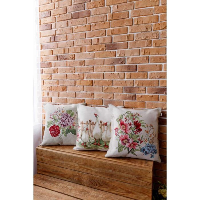 Наволочка Прованс гобеленовая декоративная Цветы в рамке 45х45 см (034209) изображение 2