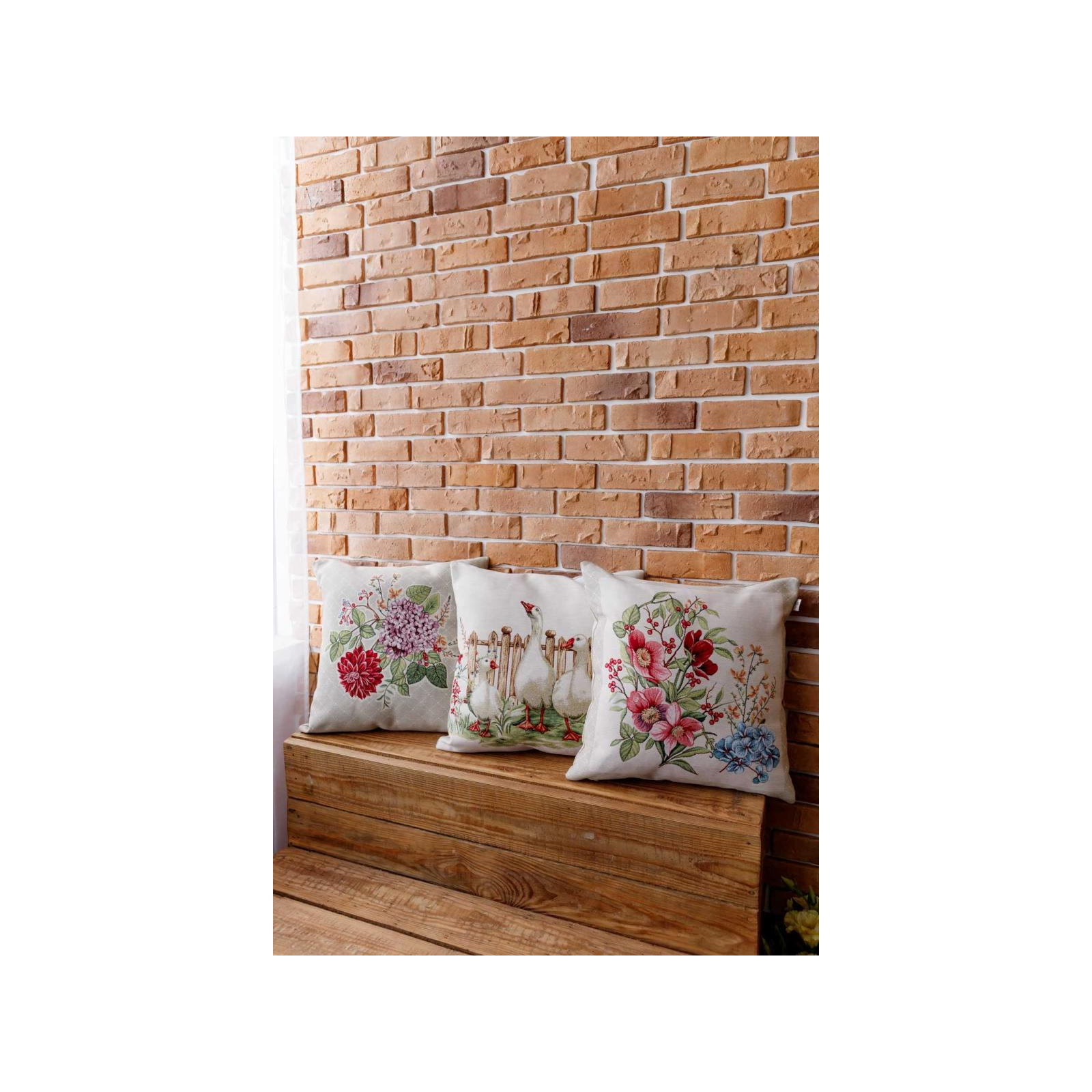 Наволочка Прованс гобеленовая декоративная Цветы в рамке 45х45 см (034209) изображение 2