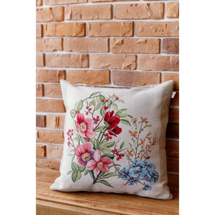 Наволочка Прованс гобеленовая декоративная Цветы в рамке 45х45 см (034209) изображение 5