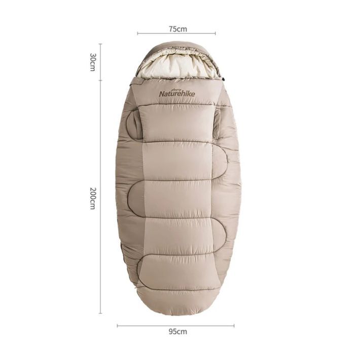 Спальный мешок Naturehike овальний PS200 NH20MSD03 правий, бежевий (6927595765456) изображение 4
