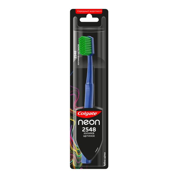 Зубна щітка Colgate Neon 2548 кінчиків щетинок середньої жорсткості Синя (2172000000025)