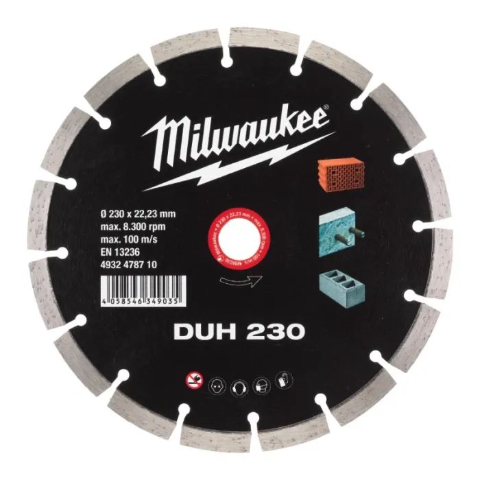 Круг відрізний Milwaukee DUH 230, алмазний для твердого бетону (4932478710)