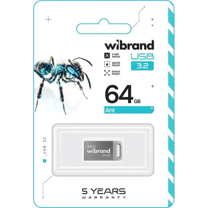 USB флеш накопичувач Wibrand 64GB Ant Silver USB 3.2 Gen 1 (USB 3.0) (WI3.2/AN64M4S) зображення 2