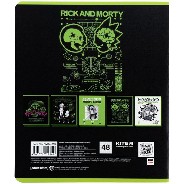 Зошит Kite Rick and Morty 48 аркушів, клітинка (RM24-259) зображення 10
