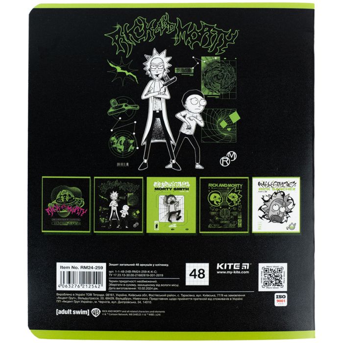 Зошит Kite Rick and Morty 48 аркушів, клітинка (RM24-259) зображення 6