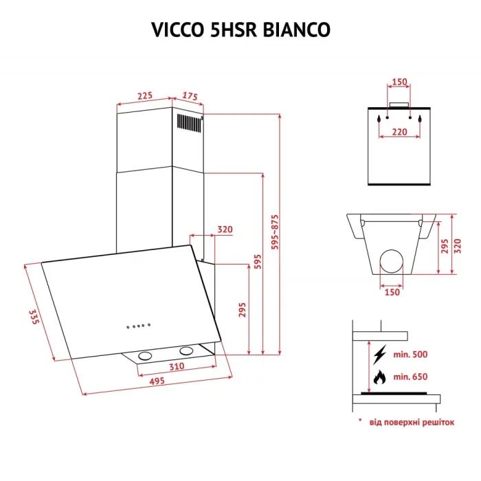 Вытяжка кухонная Perfelli VICCO 5HSR BIANCO изображение 11
