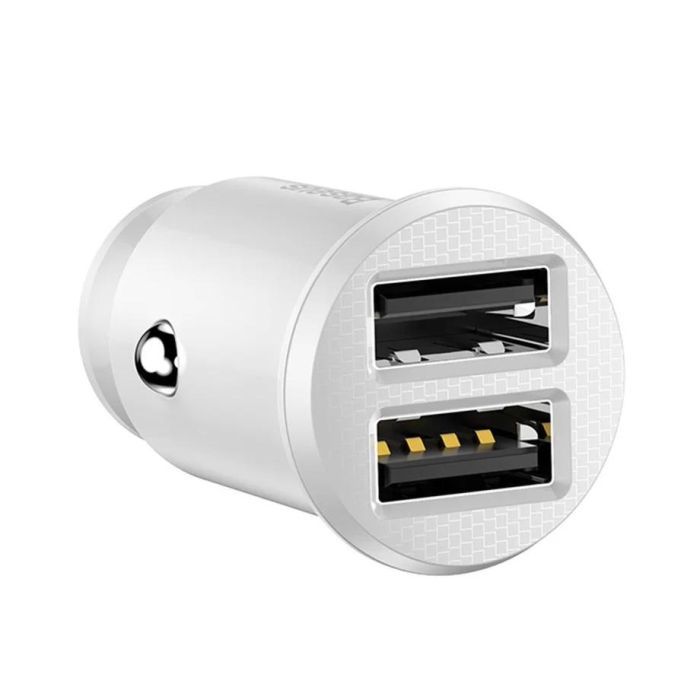 Зарядний пристрій Baseus Grain Metal 3.1A/2USB White (CCALL-ML02) зображення 3