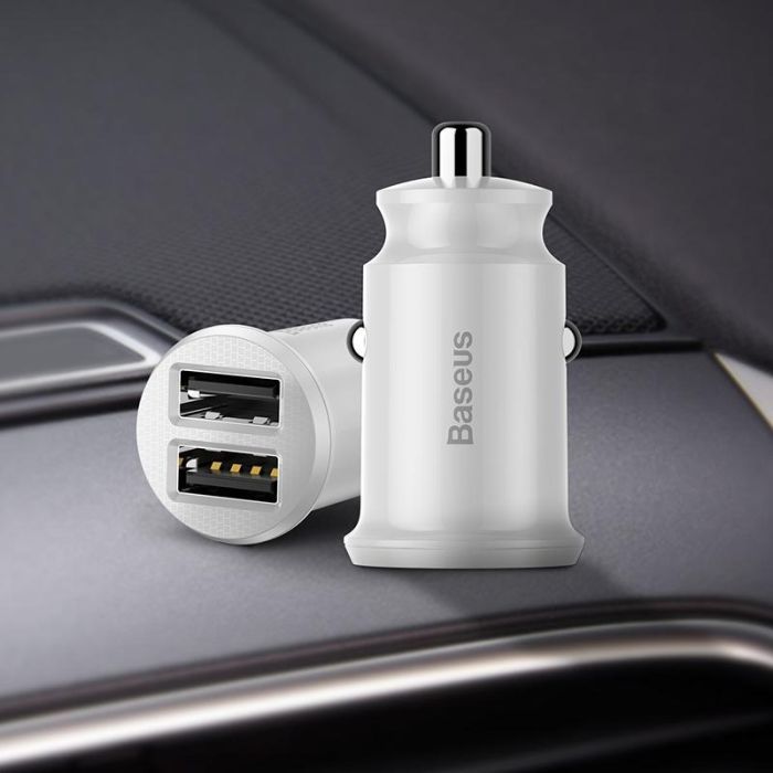 Зарядний пристрій Baseus Grain Metal 3.1A/2USB White (CCALL-ML02) зображення 8